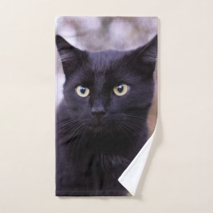 schwarze Katze Handtuch
