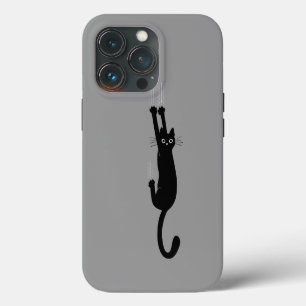 Schwarze Katze hängt Humorvolle Kitty-Katze iPhone 13 Pro Hülle