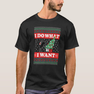 Schwarze Katze hässliches Weihnachten ich mache wa T-Shirt