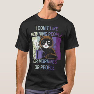 Schwarze Katze hasst Morgenkaffee Menschen sagen I T-Shirt