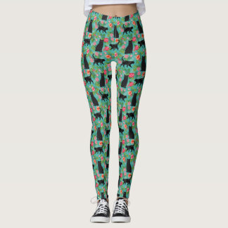Schwarze Katze Hawaiianische Leggings