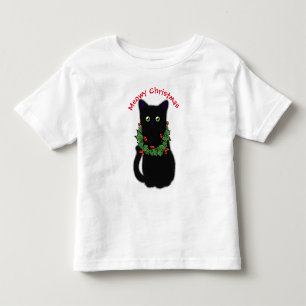 Schwarze Katze Heilige Weihnachten Holgarland Kleinkind T-shirt