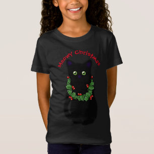 Schwarze Katze Heilige Weihnachten Holgarland T-Shirt
