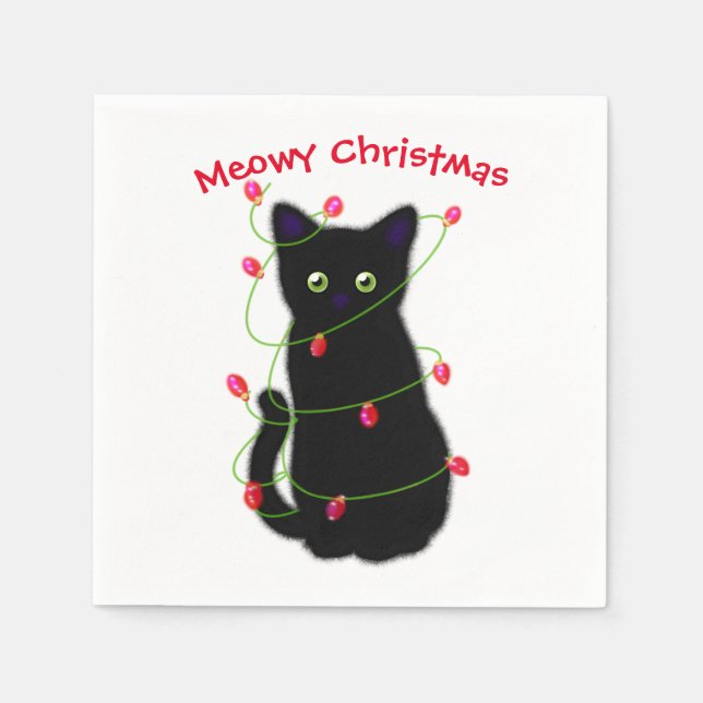 Schwarze Katze | Heilige Weihnachten | Tinkeln Serviette (Vorderseite)