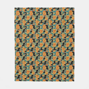 Schwarze Katze Herbst Fleecedecke