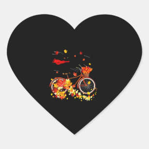 Schwarze Katze Herbst Funny Fall Rad Lover Herz-Aufkleber