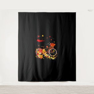 Schwarze Katze Herbst Funny Fall Rad Lover Wandteppich
