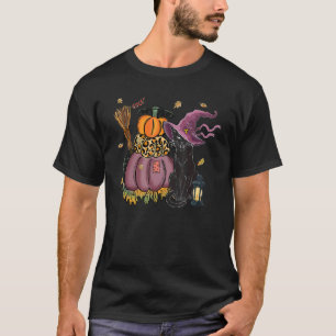 Schwarze Katze Herbst Schwarzer Katzenkürbis Herb T-Shirt