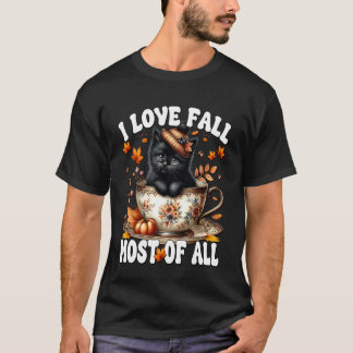 Schwarze Katze Herbst Stimmung für Katzenmutter Ic T-Shirt