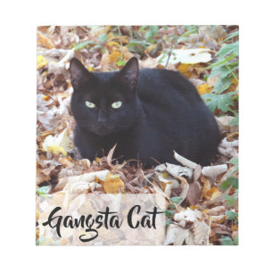 Schwarze Katze Herbst verlässt Foto-Notizblock - Notizblock