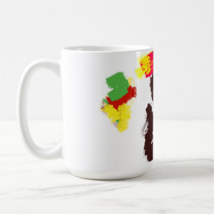 Schwarze Katze Herbst wenig Kaffeetasse