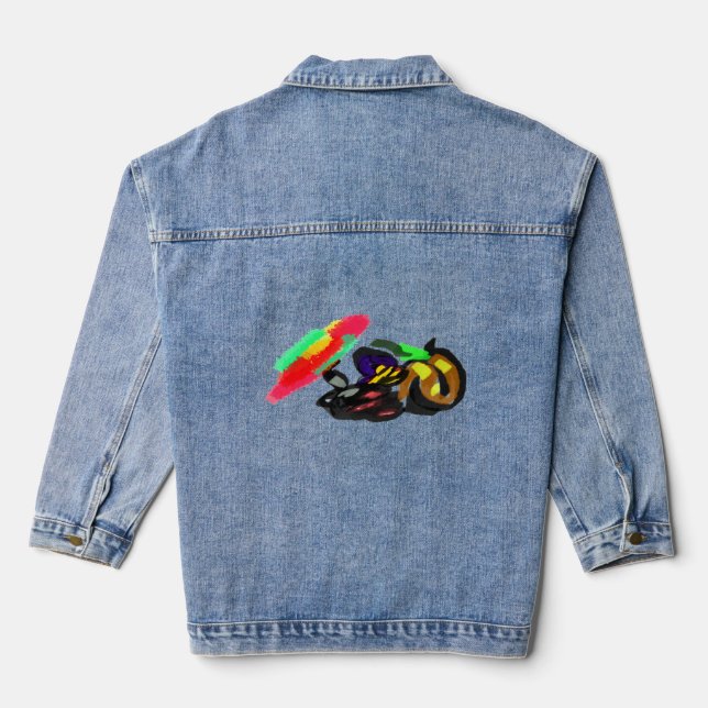 Schwarze Katze Herbstglühen  Jeansjacke (Rückseite)
