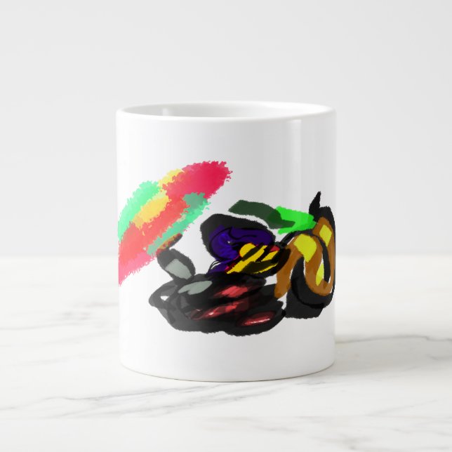 Schwarze Katze Herbstglühen  Jumbo-Tasse (Vorderseite)