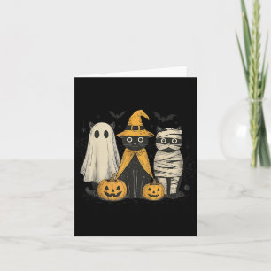 Schwarze Katze Hexe Geist Y Halloween Kürbis Männe Karte