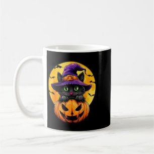 Schwarze Katze Hexe Kürbis Fledermäuse Halloween H Kaffeetasse