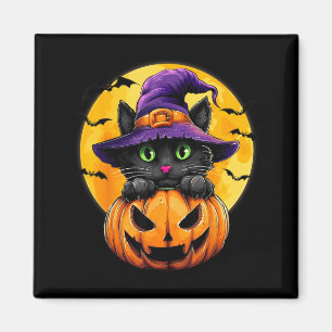 Schwarze Katze Hexe Kürbis Fledermäuse Halloween H Magnet
