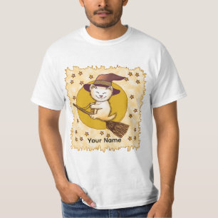 Schwarze Katze Hexe T-Shirt
