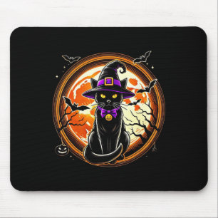 Schwarze Katze Hexe Vintage Katzen Gruselige Hallo Mousepad