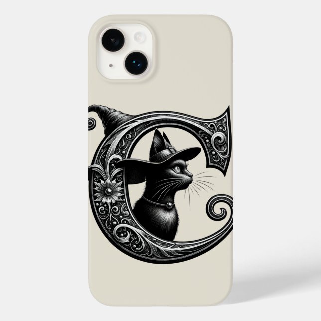 Schwarze Katze Hexe Witchy Buchstabe C Benutzerdef Case-Mate iPhone Hülle (Rückseite)
