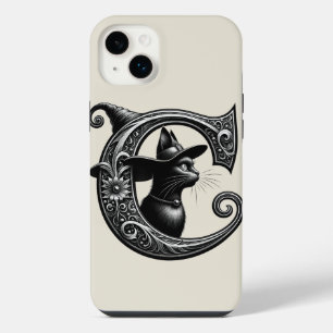 Schwarze Katze Hexe Witchy Buchstabe C Benutzerdef iPhone 14 Plus Hülle