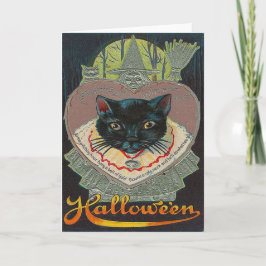 Schwarze Katze Hexe Witzen Stunden Vollmond Karte