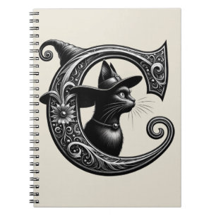Schwarze Katze Hexe Zauberhafte Buchstabe C Magisc Notizblock