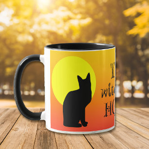 Schwarze Katze Hexenstunde Halloween Tasse