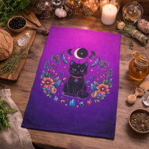 Schwarze Katze Himmelsmystik Violett Rosa