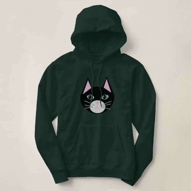 Schwarze Katze Hoodie (Design vorne)