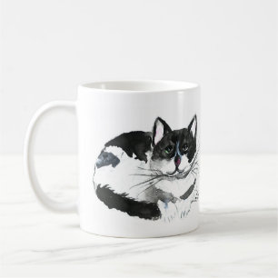 Schwarze Katze Hübsches Haustier Kätzchen Aquarell Kaffeetasse