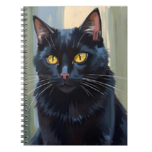 Schwarze Katze   Hübsches Kätzchen Aquarell Notizblock