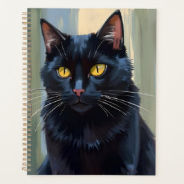 Schwarze Katze | Hübsches Kätzchen Aquarell Planer