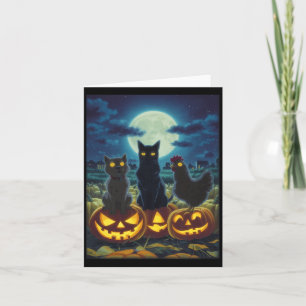 Schwarze Katze Hund Huhn Halloween Kürbis Gruselig Karte