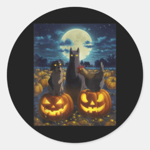 Schwarze Katze Hund Huhn Halloween Kürbis Gruselig Runder Aufkleber