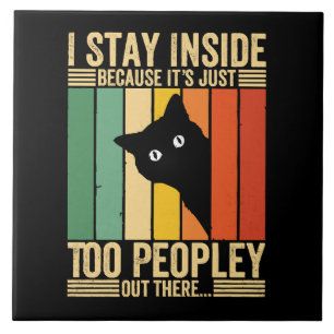 Schwarze Katze Ich bleibe drinnen, weil es zu viel Fliese