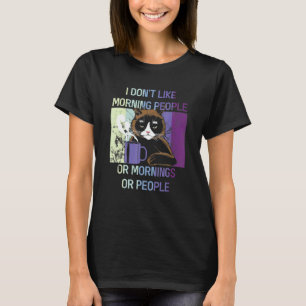 Schwarze Katze Ich hasse Morgen und Menschen Intro T-Shirt