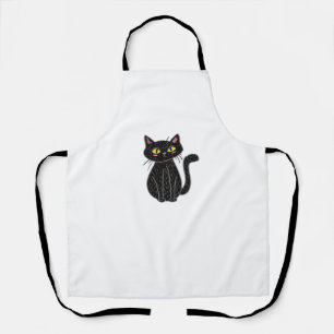 Schwarze Katze Illustration, Doodle Niedlich Cat C Schürze