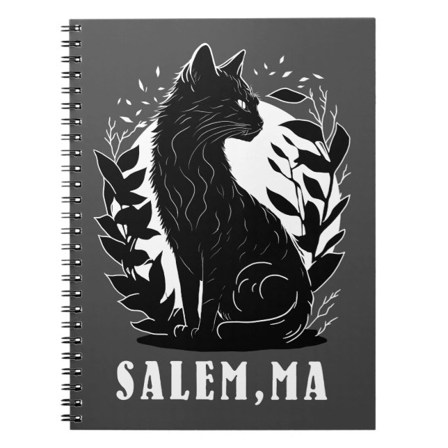Schwarze Katze-Illustration | Salem Notizblock (Vorderseite)