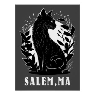 Schwarze Katze-Illustration   Salem Poster