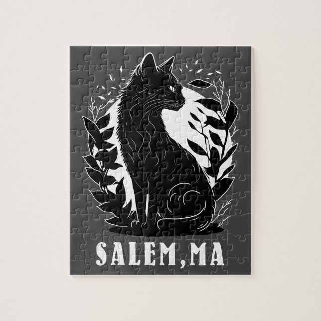 Schwarze Katze-Illustration | Salem Puzzle (Vertikal)