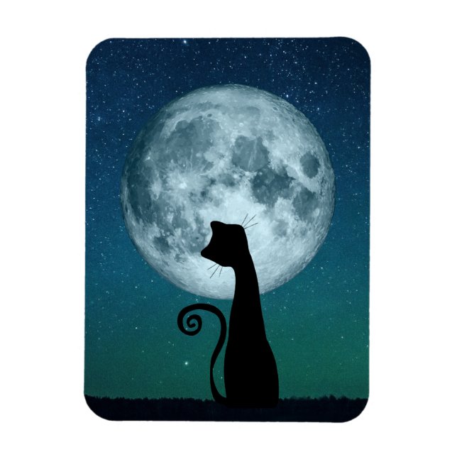 Schwarze Katze im flexiblen Magnet des Mondlichts (Vertikal)