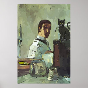 Schwarze Katze im French Quarter Poster
