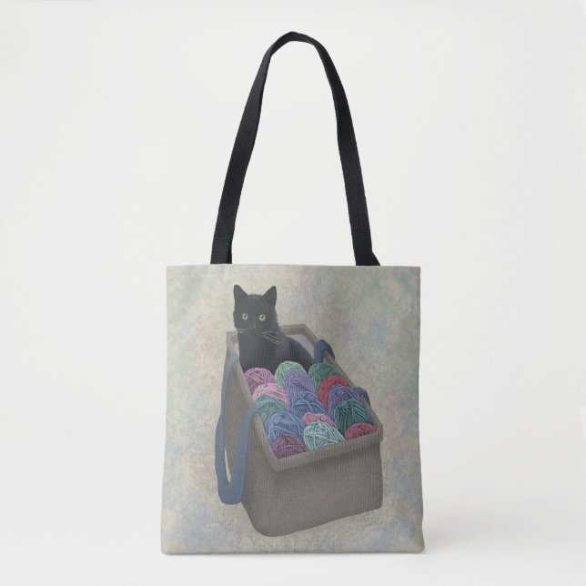 Schwarze Katze im Garnbeutel Totbeutel (Vorderseite)
