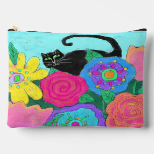 Schwarze Katze im Garten Abstrakte Kunst Zubehörtasche