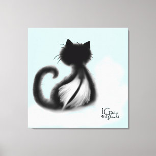Schwarze Katze im Himmel Stretchierte Leinwand