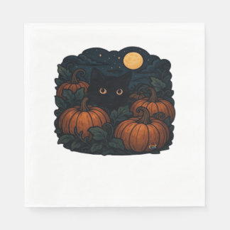 Schwarze Katze im klassischen Patch-T - Shirt Serviette