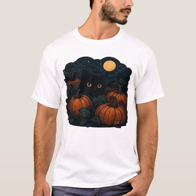 Schwarze Katze im Patch Classic T-Shirt (Vorderseite)