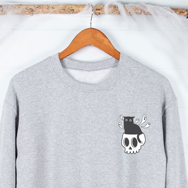 Schwarze Katze im SchädelShirt Spooky Niedliches H Sweatshirt (Von Creator hochgeladen)