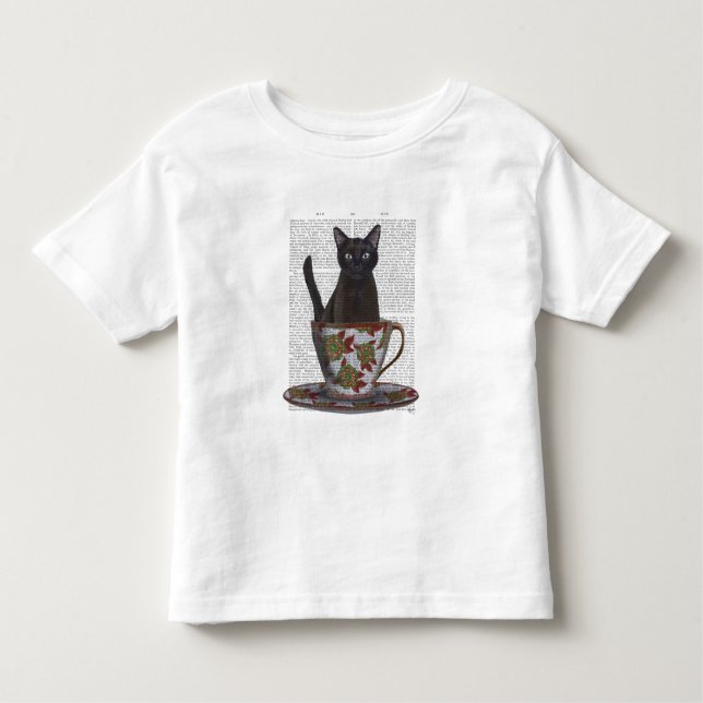 Schwarze Katze im Teacup Kleinkind T-shirt (Vorderseite)