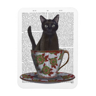 Schwarze Katze im Teacup Magnet